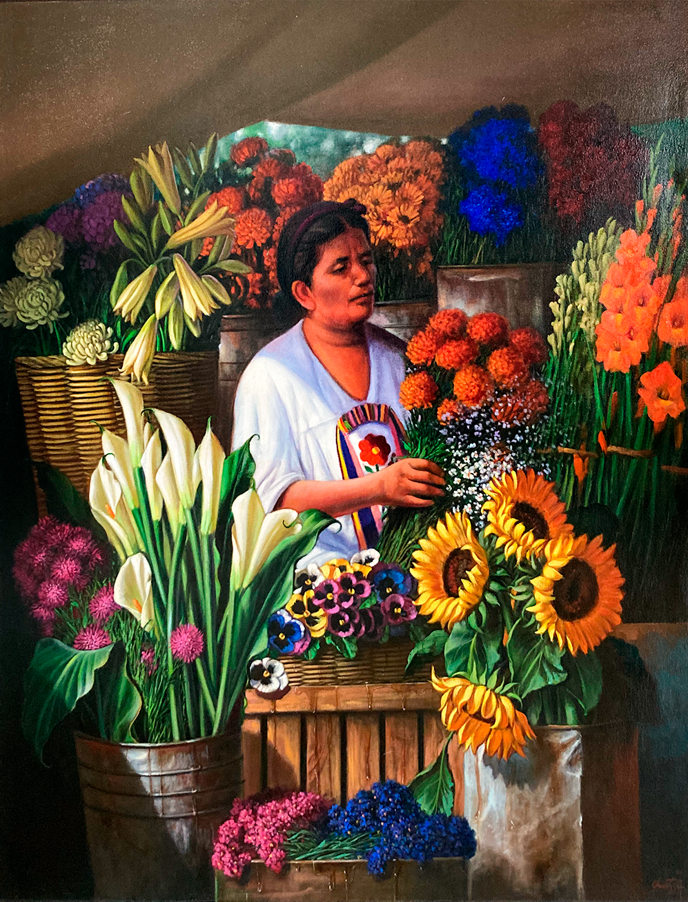 Armando Ahuatzi - Vendedora de flores por Pinturas De Varios Artistas
