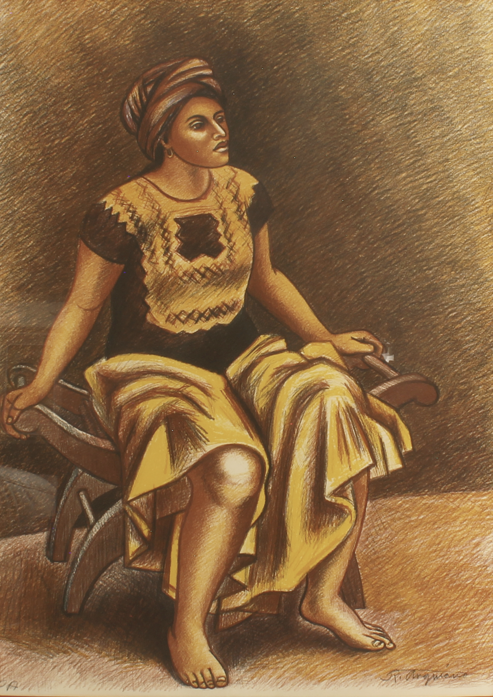 Emilia sentada por Raul Anguiano