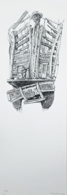 Estaquitas con viejito por Rafael Cauduro