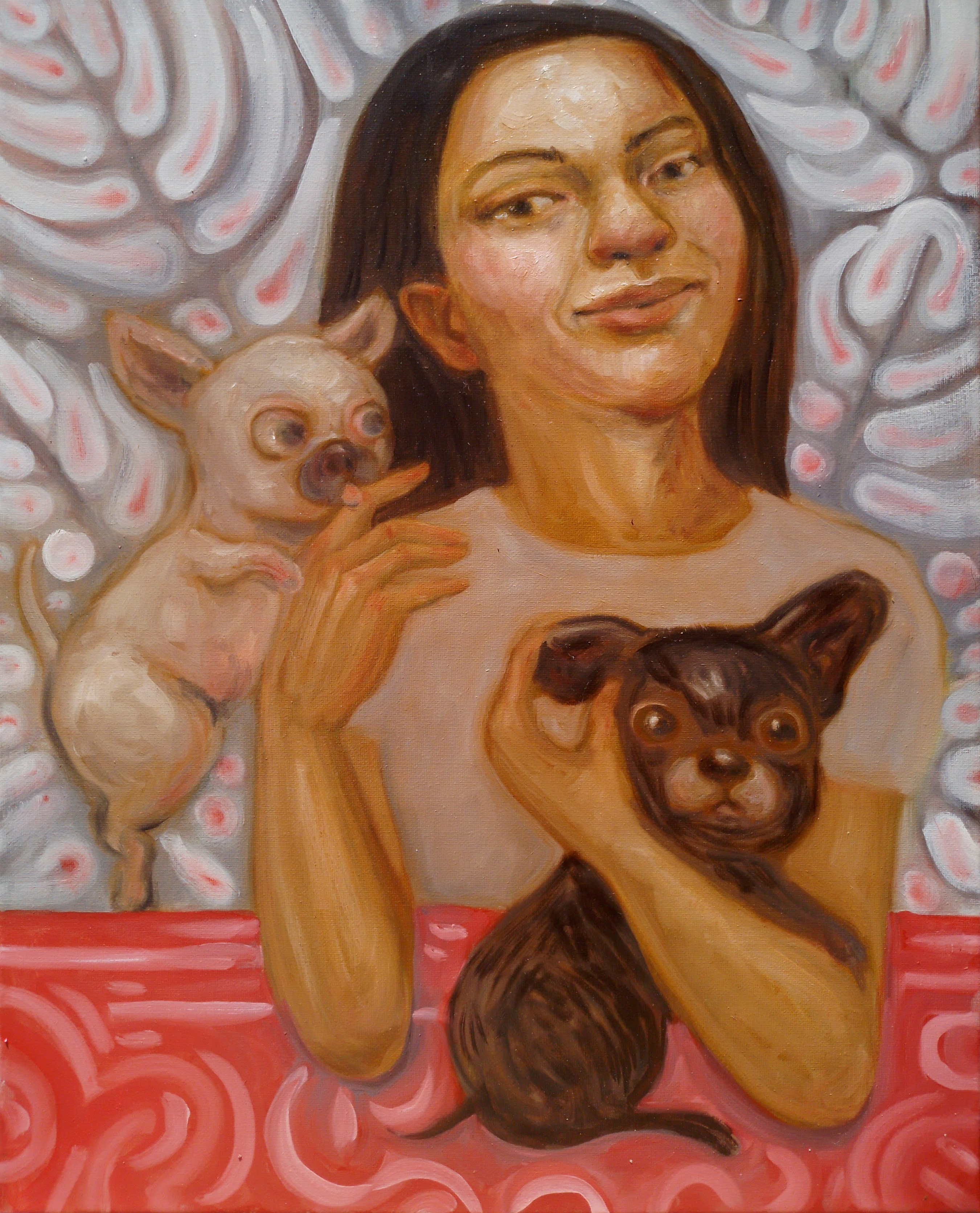 Mujer con chihuahuas por Cristina López Casas