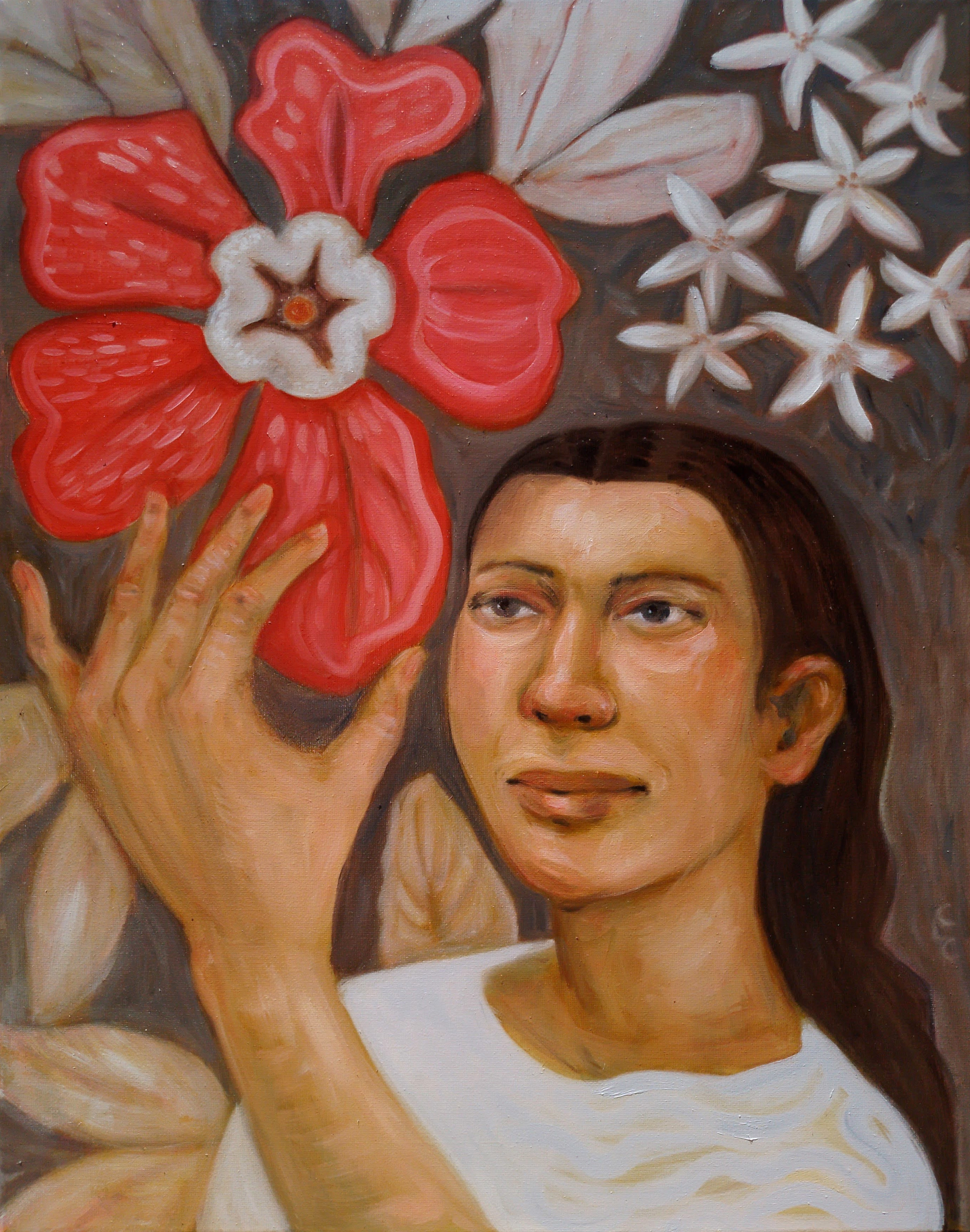 Mujer con flor roja por Cristina López Casas