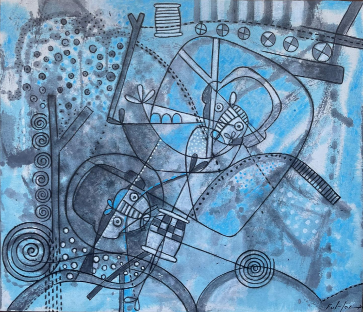 Niños en azul por Fulgencio Lazo