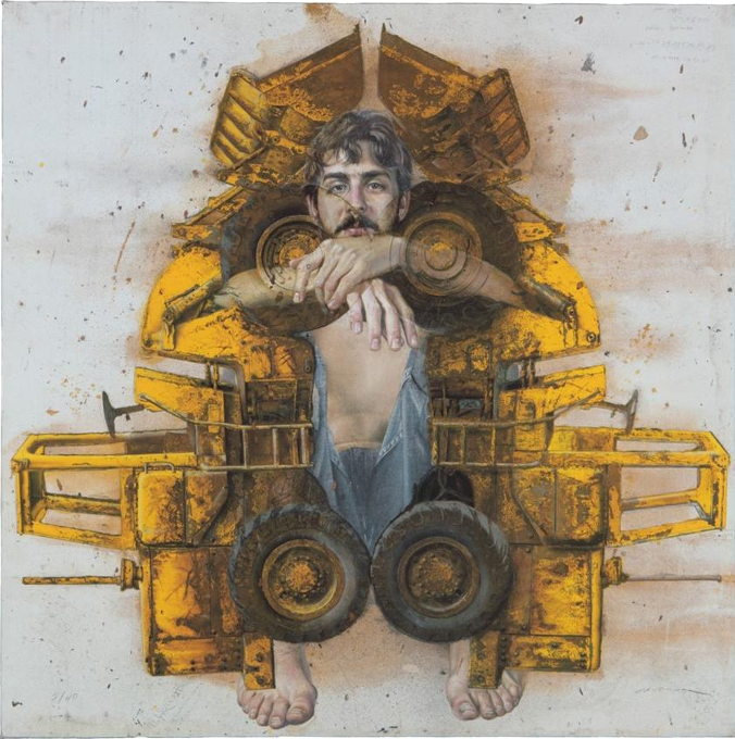 Pablo con trascabo por Rafael Cauduro