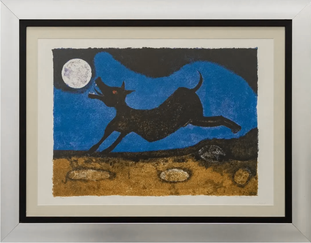 Perro ladrándole a la luna por Rufino Tamayo
